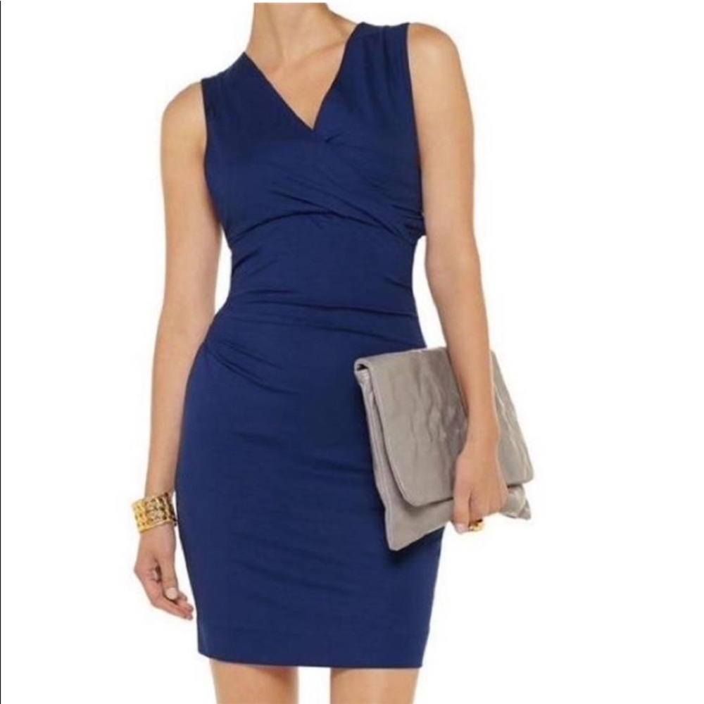 DVF Parker Jersey Bodycon Sheath Dress in Navy Blue Women's Size Small